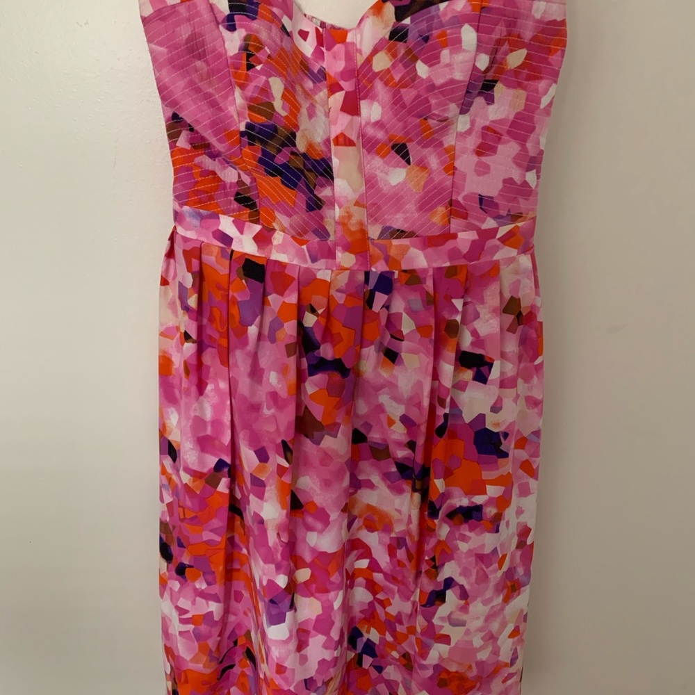 Geometric Pink Strapless Dress